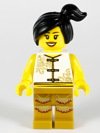 Минифигурка Lego Woman, Lion Dance, White Shirt, Gold Legs with Fringe hol176 N